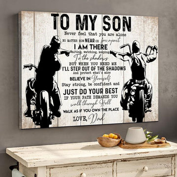 To My Son From Dad Biker Canvas Gift For Son