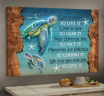 Turtle Ocean view We only get one life so live it - Matte Canvas