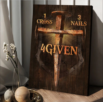 Unique cross, Warrior painting, 1 Cross, 3 Nails, 4 Given - Matte Canvas