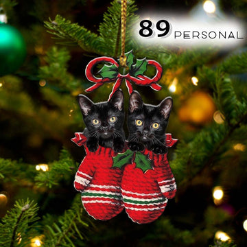 Black Cat Inside your gloves Christmas Holiday - One Sided Ornament