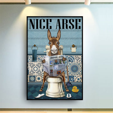 Custom Photo Donkey Nice Arse - Funny Wall Art Decoration For Toilet, Restroom - Personalized Poster