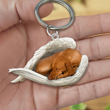 Vizsla Sleeping Angel Acrylic Keychaine Dog Sleeping Keychain, Vizsla Lover