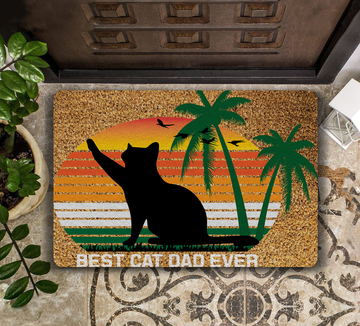 Welcome Sitting Cat Cute Black Cat - Doormat
