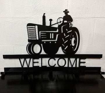 Welcome Tractor Farming - Cut Metal Sign
