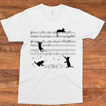 Cat and music note T-Shirt S M L XL 2XL 3XL 4XL 5XL