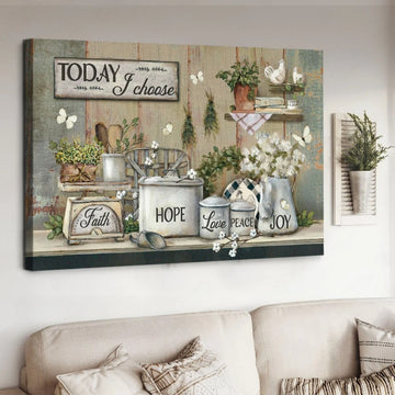 White flower, Green kitchen, Pretty butterfly, Today I choose joy - Matte Canvas