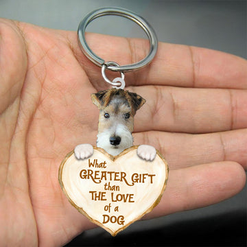 Wire Fox Terrier What Greater Gift Than The Love Of A Dog Acrylic Keychain Dog Keychain, Wire Fox Terrier Lover, Wire Fox Terrier Gift