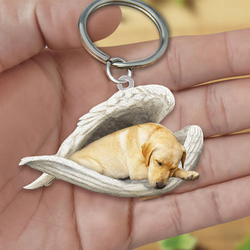 Yellow Labrador Sleeping Angel Acrylic Keychain Dog Sleeping Keychain, Yellow Labrador Lover