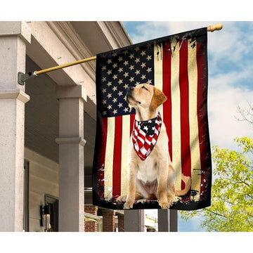 Patriotic Yellow Labrador Retriever Happy Independence Day - House Flag