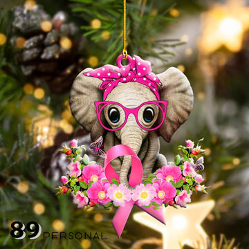 Elephant Breast Cancer Awareness Cute Pink  - Two sides ornament