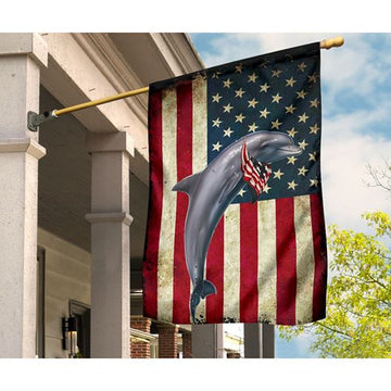 Patriotic Dolphin Happy Independence Day  - House Flag