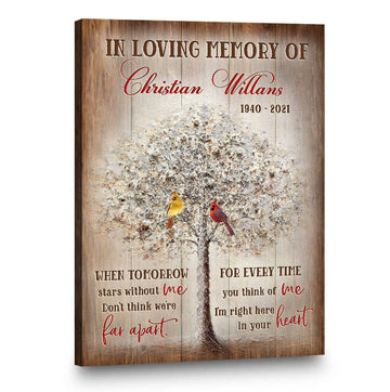 Cardinal In loving momery of when tomorrow starts without me Personalized - Matte Canvas
