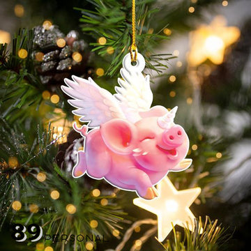 Pig Cute Little Angel - Two sides ornament