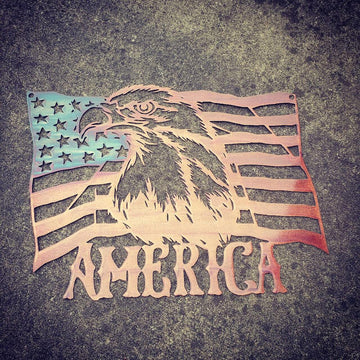 Eagle America Flag Independence day -  Cut Metal Sign
