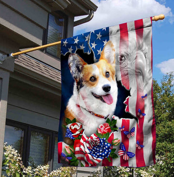 Corgi Dog American Patriot Flag Independence Day - House Flag