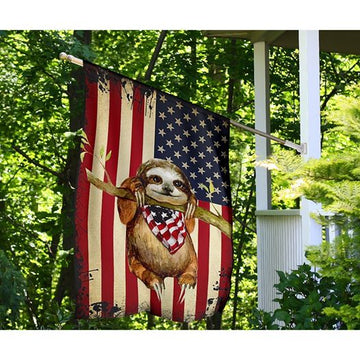 Patriotic Sloth Happy Independence Day - House Flag