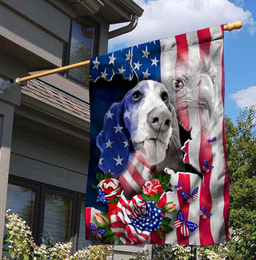 Basset Hound Dog American Patriot Flag Independence Day - House Flag