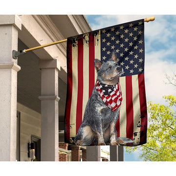 Patriotic Heeler Happy Independence Day  - House Flag