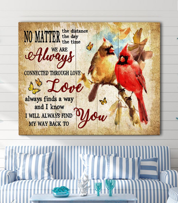 Cardinal I will always find my way back to you - Matte Canvas, gift for you, valentine day gift, living room wall art, bedroom wall art valentines day for her c123