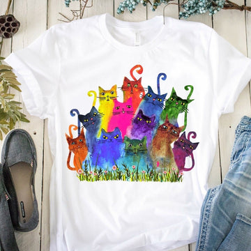 Cat charming Rainbow T-shirt 11 T-Shirt S M L XL 2XL 3XL 4XL 5XL