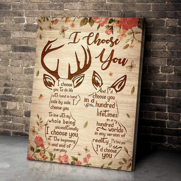 Deer, I choose you  - Matte Canvas , gift for you, gift for deer lover, gift for love deer couple, gift for couple, c78