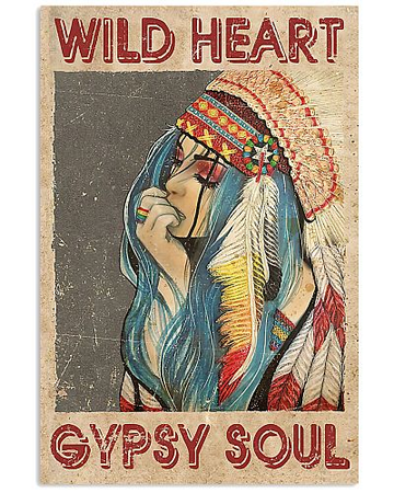 Native American girl, wild heart gypsy soul - Matte Canvas, gift for you, gift for Native American c86
