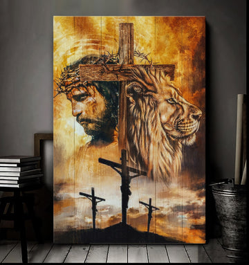 Jesus And Lion Cross Amazing Design - Matte Canvas