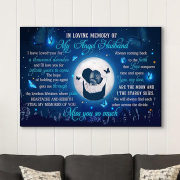 My Angel Husband Miss You So Much Memorial In Night - Matte Canvas