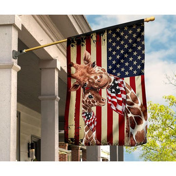 Patriotic Giraffe Happy Independence Day  - House Flag