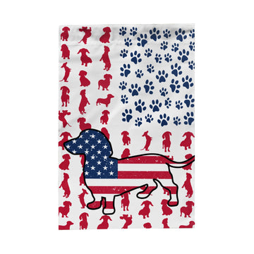 Dachshund American dog vector flag Independence Day - Garden Flag - 12''x18'' 1207