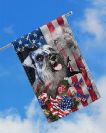 Schnauzer 2 Dog American Patriot Flag Independence Day - House Flag