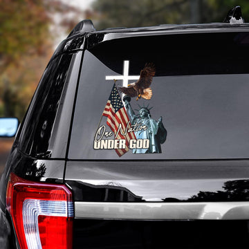 Independence Day America One Nation Under God Cross Eagle - Decal