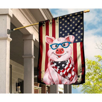 Patriotic Pig Happy Independence Day - House Flag