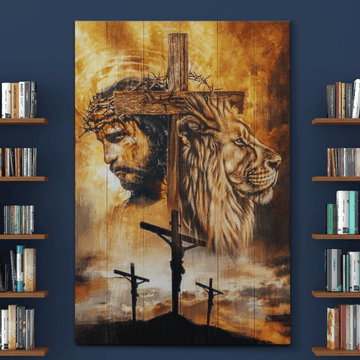 Jesus And Lion Cross Amazing Design - Matte Canvas