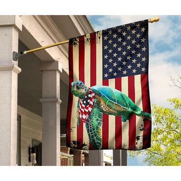 Patriotic Turtle Happy Independence Day - House Flag