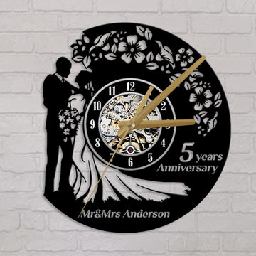 Family Husband And Wife Customized Name Acrylic Wall Clock