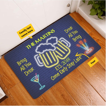 Beer Come Early Stay Late Personalized Doormat