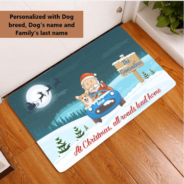 At Christmas All Road Lead Home Personalized Doormat
