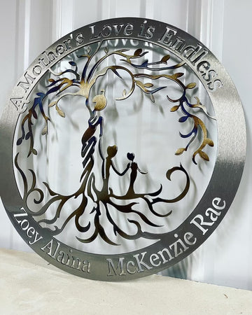 Mother's love is endless - Personalized Cut Metal Sign