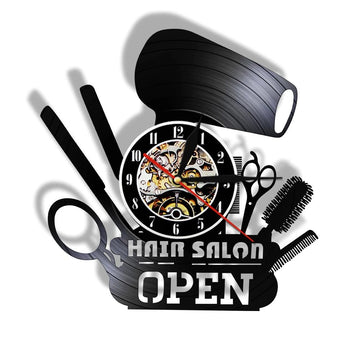 Hair Salon blow dryer Scissor Comb  shape - Personalized Acrylic Wall Clock