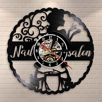 Nail Salon Pattern Beauty and Spa -  Acrylic Wall Clock