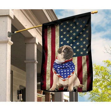 Patriotic Pug Happy Independence Day - House Flag