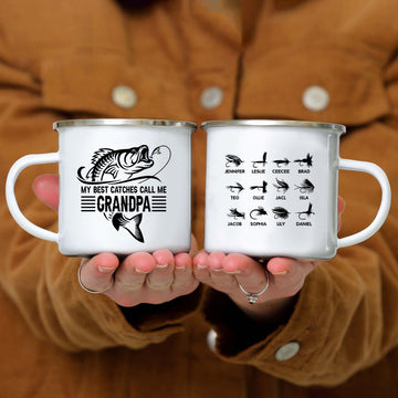 Fishing Lovers My Best Catches Call Me Grandpa Camping Mug, gift for Grandpa, Gift for Fishing Lovers