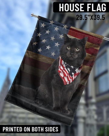 Black Cat American Patriot - House Flag