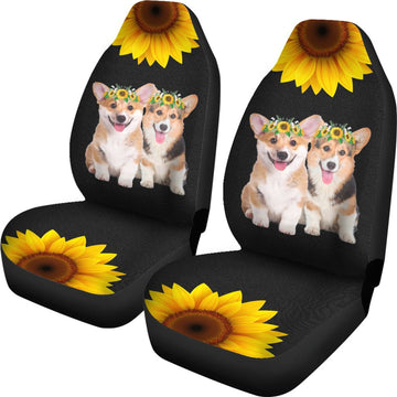 Corgi Sunflower Car Seat Covers