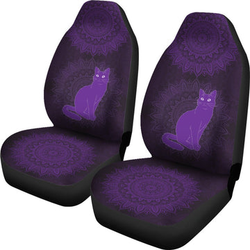 Cat purple mandala Car Seat Covers