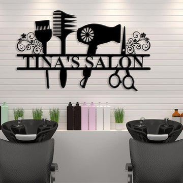 Hair Stylist Salon Customized Name Metal Wall Art