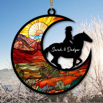 Personalized Suncatcher Gift For Horse Mom, Custom Name Suncatcher Ornament Gift For Girl Who Love Horse, Valentine Gift For Her, Horse Lover Gift