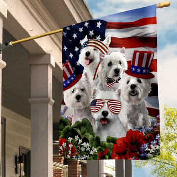Westie American Patriot Flag Independence Day - House Flag