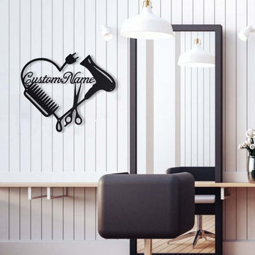 Hair Dresser Heart Monogram Metal Sign - Personalized Metal House Sign